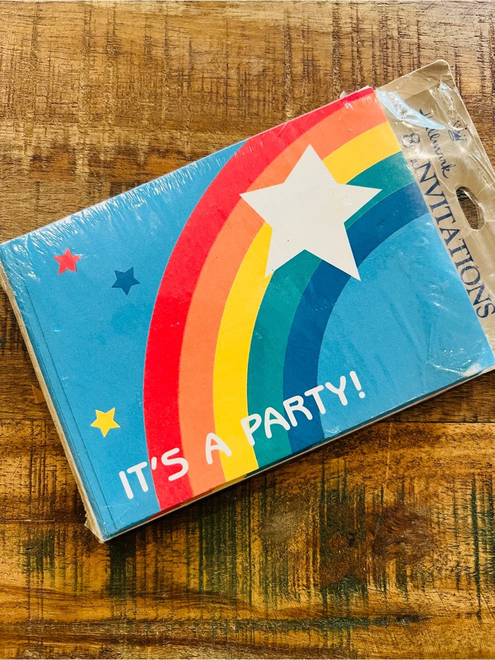 True Vintage 1980s Rainbow Party Invitations Retro Bright Happy New